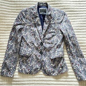 J. Crew Navy Floral Women's Schoolboy Blazer